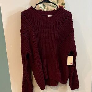 NWT SO burgundy colored sweater